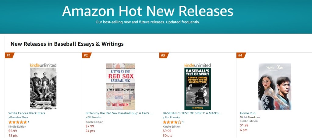 My Book is #1 for Baseball Essays and Memoirs&nbsp;:-)